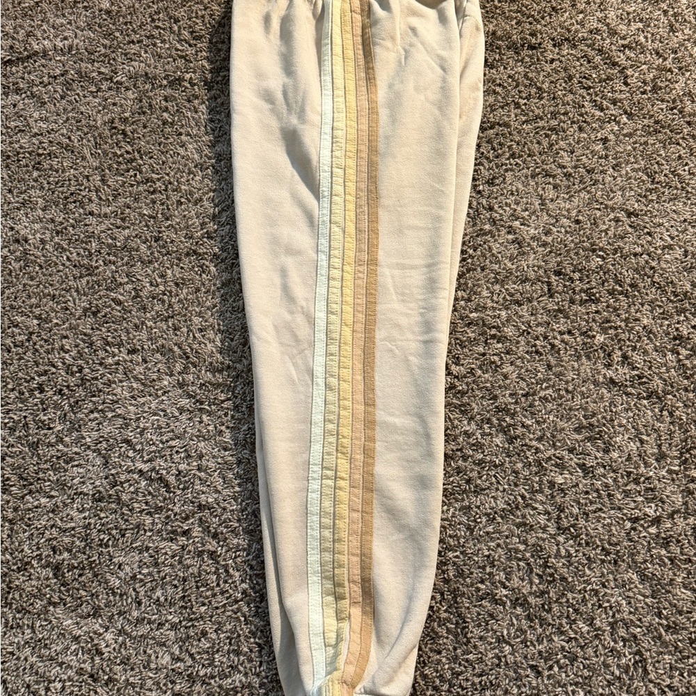 Aviator Nation 5 stripes beige Joggers with Stripes